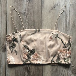 NWT Floral Embroidered Crop Top